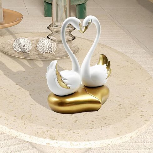 Dosker Swan Statues,Couple's Home Decorations for Living Room,Lovers Sculpture,Animal Birds Sculptures Home Decor for Coffee Table,Bookshelf Decor Accents,Valentine's Day Gift(Black Gold 2pcs) in Saudi Arabia