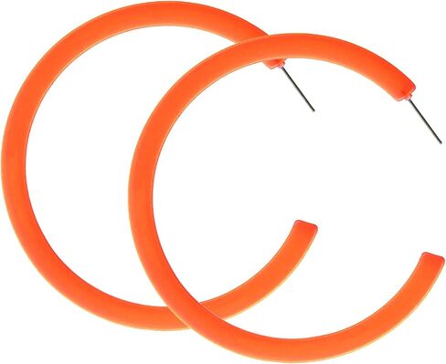 2.75inch Orange Big Hoop 2pcs Neon Earrings Acrylic Open Large Hoop 80s Earrings for Women, Retro Earrings 90s Earrings Neon Accessories for Women,Party Dangle Gift in Saudi Arabia