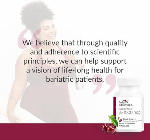 Bariatric Advantage B-12 Speedy Melts, Vitamin B12 1000 mcg Supplement, Fast Melting with 200 mcg of Folic Acid for Nutritional Support - Black Cherry, 30 Count in Kuwait