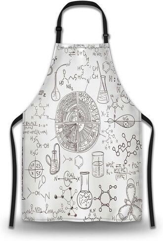 Kitchen Aprons for Women Antique Black Chemical Distillation Doodle Design Chef Apron Men for Cooking Restaurant BBQ Painting Crafting Gardening 27" (W) x 31" (H), Waterproof Apron in Saudi Arabia