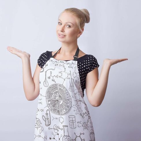 Kitchen Aprons for Women Antique Black Chemical Distillation Doodle Design Chef Apron Men for Cooking Restaurant BBQ Painting Crafting Gardening 27" (W) x 31" (H), Waterproof Apron in Saudi Arabia
