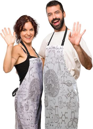 Kitchen Aprons for Women Antique Black Chemical Distillation Doodle Design Chef Apron Men for Cooking Restaurant BBQ Painting Crafting Gardening 27" (W) x 31" (H), Waterproof Apron in Saudi Arabia