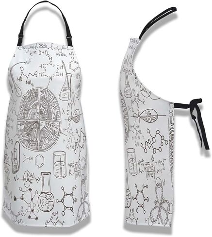 Kitchen Aprons for Women Antique Black Chemical Distillation Doodle Design Chef Apron Men for Cooking Restaurant BBQ Painting Crafting Gardening 27" (W) x 31" (H), Waterproof Apron in Saudi Arabia