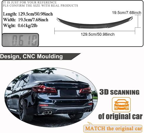 MCARCAR KIT Carbon Fiber Trunk Spoiler for BMW 5 Series G30 Sedan and F90 M5 2017-2023 520i 530i 540i Rear Boot Highkick Wing Lip Car Wing Lip Facotry Outlet (Style A) in Saudi Arabia