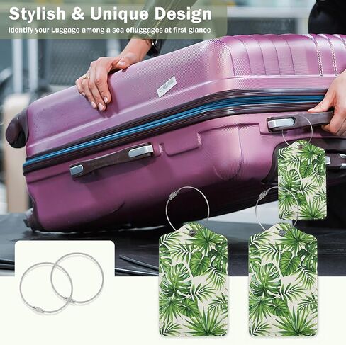 2 Pack Luggage Tags for Suitcase,Flying Bees and Flower Leather Luggage Tag Bag Tags Identifiers Privacy Cover Id Label with Steel Loop for Women Men Girls Boys Travel in Kuwait
