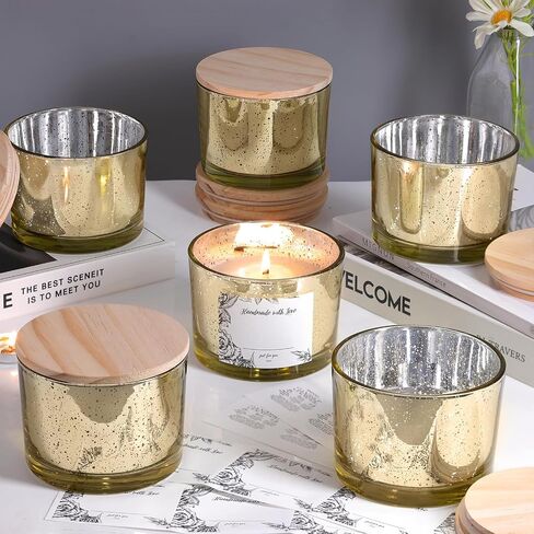 simeitol 6pcs 16oz Blue Candle Jars for Making Candles, Speckled Blue Glass Candle Jars with Lids, Bulk Empty Candle Containers, Blue Wedding Centerpieces, Baby Shower Party Table Decorations in Saudi Arabia
