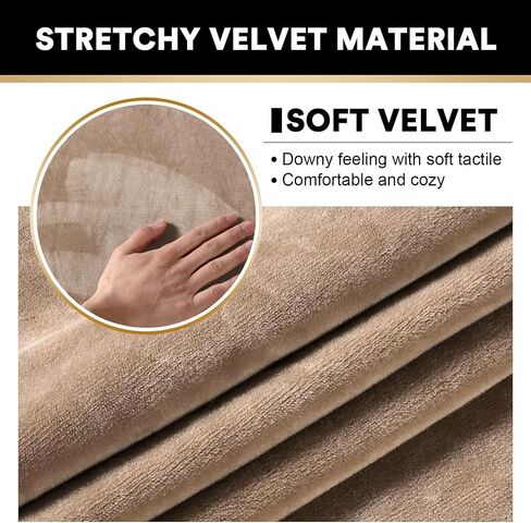 PrinceDeco Velvet Couch Cover Loveseat Covers for 2 Cushion Couch 3 Piece Sofa Covers for Dogs Washable Loveseat Covers Width Up to 72 Inch No Slip Stretch Sofa Slipcover(Medium, Porcelain) in Kuwait