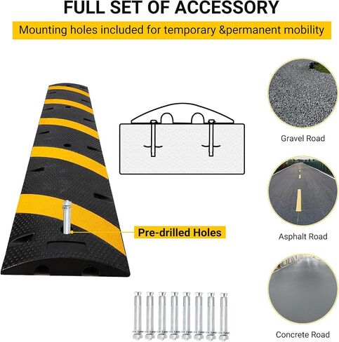 Towallmark 6FT 2Pcs Speed Bump, 66000 Lbs Speed Humps with 8 Bolt, Total Speed Bumps for Road, for Parking Lot, School, Warehouse, Hotel in Kuwait