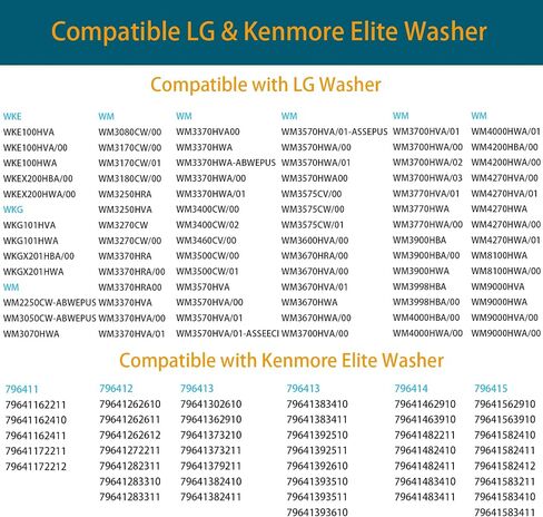 ممتص الصدمات ACV72909503 ACV72909501 مناسب لغسالة LG Kenmore Elite، يناسب الموديلات WM3250HVA WM3500CW WM3570HWA WM3570HVA WM3670HVA WM3700HWA WM3900HBA يستبدل AP5974356 PS11707466 6-3 قطع in Kuwait