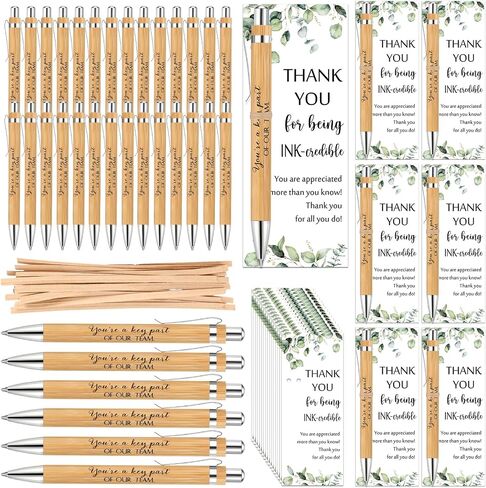 Yeaqee 36 Sets Employee Appreciation Gifts Bulk Thank You Gift Office Bamboo Pen with Inspirational Cards for Team Coworker Teacher Volunteer Nurse (Being Awesome) in Saudi Arabia