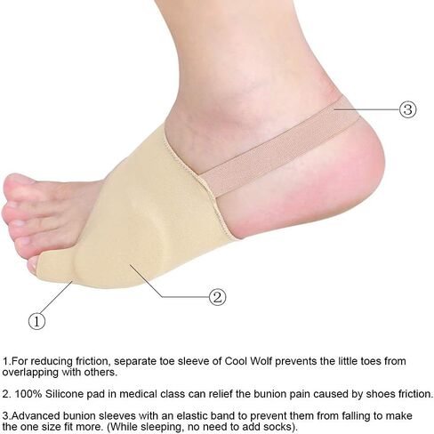 مصحح ورم إبهام القدم من تايلور - وسائد لتخفيف آلام إبهام القدم الخنَّابي من أجل تقويم أصابع القدم - فاصل إصبع القدم الصغير - تداخل - بطانة ناعمة من هلام السيليكون مع عدم الانزلاق (S) in Kuwait
