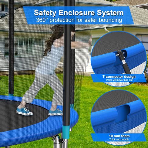 YSSOA 12FT Trampoline for Kids and Adults - Recreational Trampolines with Safety Enclosure, Wind Stakes, 400LBS Weight Capacity in Kuwait