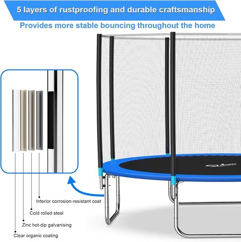 YSSOA 12FT Trampoline for Kids and Adults - Recreational Trampolines with Safety Enclosure, Wind Stakes, 400LBS Weight Capacity in Kuwait