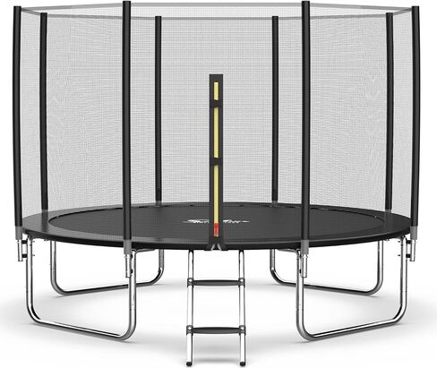 YSSOA 12FT Trampoline for Kids and Adults - Recreational Trampolines with Safety Enclosure, Wind Stakes, 400LBS Weight Capacity in Kuwait