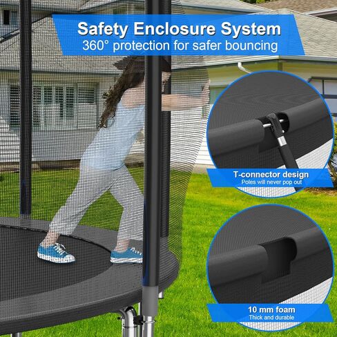 YSSOA 12FT Trampoline for Kids and Adults - Recreational Trampolines with Safety Enclosure, Wind Stakes, 400LBS Weight Capacity in Kuwait