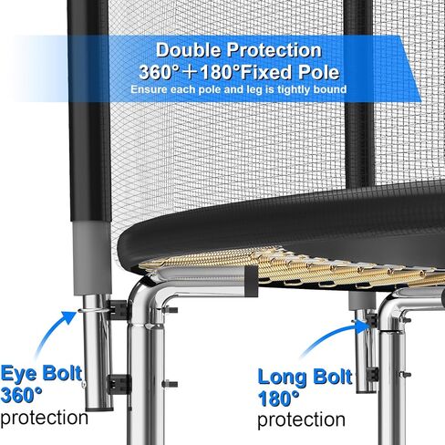 YSSOA 12FT Trampoline for Kids and Adults - Recreational Trampolines with Safety Enclosure, Wind Stakes, 400LBS Weight Capacity in Kuwait