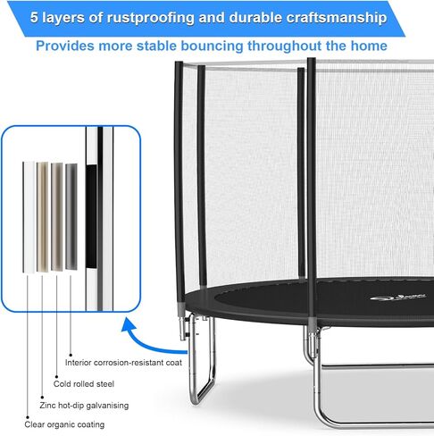 YSSOA 12FT Trampoline for Kids and Adults - Recreational Trampolines with Safety Enclosure, Wind Stakes, 400LBS Weight Capacity in Kuwait