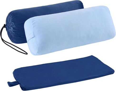MABOZOO Yoga Bolster Pillow Set, Rectangular Yoga Pillow with Extra Washable Cover and Storage Bag, Yoga Meditation Pillow for Yoga Practice, Restorative Yoga, Meditation (Dark Blue & Blue) in Saudi Arabia
