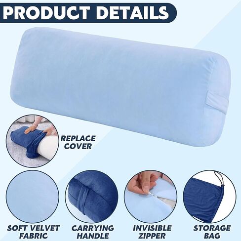 MABOZOO Yoga Bolster Pillow Set, Rectangular Yoga Pillow with Extra Washable Cover and Storage Bag, Yoga Meditation Pillow for Yoga Practice, Restorative Yoga, Meditation (Dark Blue & Blue) in Saudi Arabia