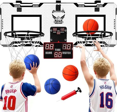 Basketball Hoop Indoor 2 Player - Double Shot Over The Door Basketball Hoop, Electronic Scoreboard and 4 Balls Gifts for Bedroom Office Men in Saudi Arabia