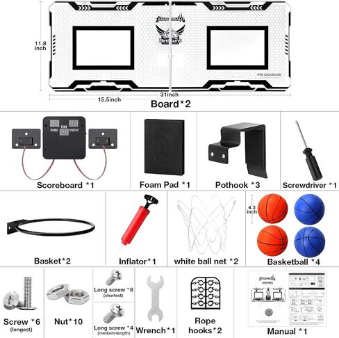 Basketball Hoop Indoor 2 Player - Double Shot Over The Door Basketball Hoop, Electronic Scoreboard and 4 Balls Gifts for Bedroom Office Men in Saudi Arabia