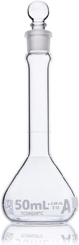 Volumetric Flask, Wide Mouth, Globe Glass, 10mL, Class A, to Contain (TC), 3.3 Borosilicate Glass, ASTM E288, 6/Box in Kuwait