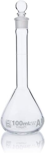 Volumetric Flask, Wide Mouth, Globe Glass, 10mL, Class A, to Contain (TC), 3.3 Borosilicate Glass, ASTM E288, 6/Box in Kuwait