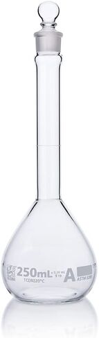 Volumetric Flask, Wide Mouth, Globe Glass, 10mL, Class A, to Contain (TC), 3.3 Borosilicate Glass, ASTM E288, 6/Box in Kuwait