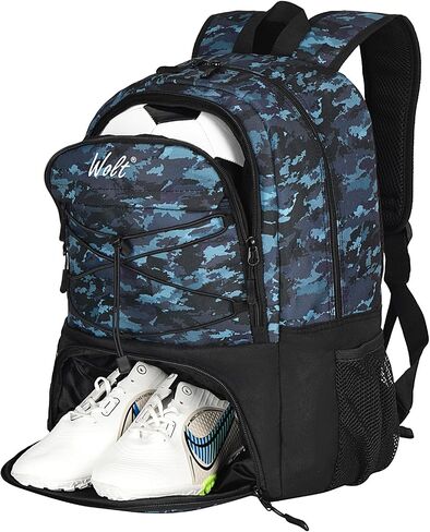 WOLT Youth Soccer Ball Backpack Sports Bag with Ball holder and Shoe Compartment for Soccer Football Basketball Volleyball in Kuwait