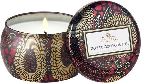 Voluspa Santal Vanille Candle | Mini Tin | 4 Oz. | 25 Hour Burn Time | Vegan | Coconut Wax and Natural Wicks for a Cleaner Burn in Kuwait