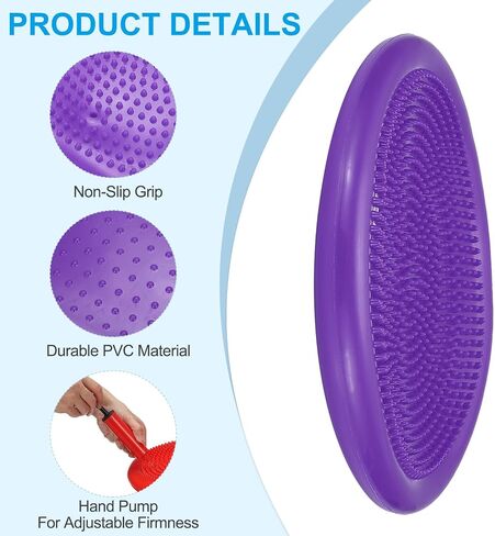 PATIKIL Inflated Wobble Cushion Seat Flexible Balance Disc with Hand Pump for Core Stability Exercise Physical Strengthening Improving Fitness Posture in Saudi Arabia