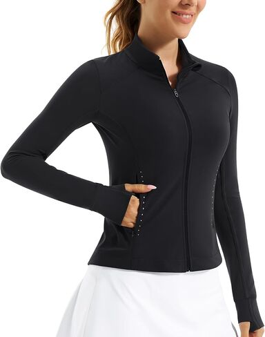 Stelle Women's Zip Up Jackets Lightweight Athletic Running Jacket Workout Slim Fit Yoga Track Clothes with Thumb Holes in Kuwait