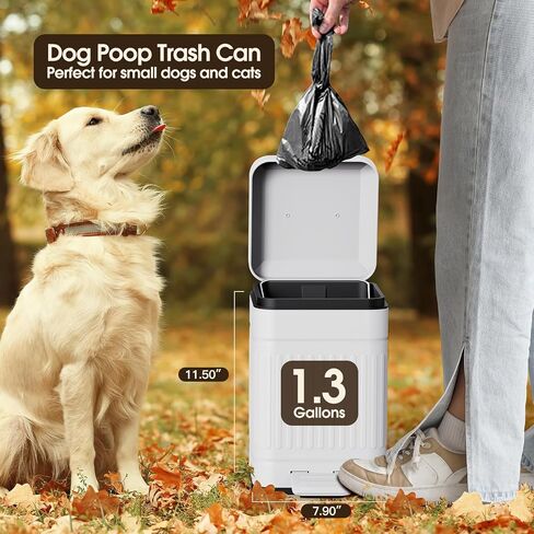 CEROELDA Small Trash Can with Lid-1.3 Gal-Dog Poop Trash Can Outside-Black in Kuwait