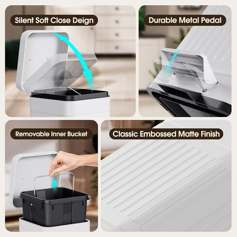 CEROELDA Small Trash Can with Lid-1.3 Gal-Dog Poop Trash Can Outside-Black in Kuwait