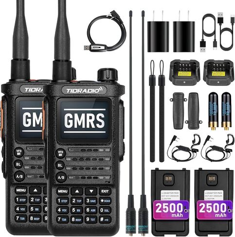(2nd Gen) TIDRADIO TD-H8 GMRS Two-Way Radio Long Range Walkie Talkie with USB-C 2500mAh Battery,APP Programmable,155 Privacy Codes, Dual Band Receiver & Scan,SOS,DTMF, and NOAA Weather Alerts (1 Pack) in Saudi Arabia