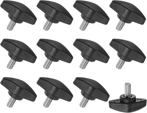 12-Pack Thumb Screws, M6x12mm Tee Wing Knobs, Plastic T Handles Clamping Knob for Woodworking/Machinery/Equipment, Tightening Thread Thumbscrew [Black] in Saudi Arabia