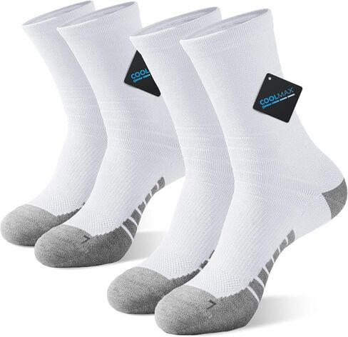 AKASO 2 Pairs Ultralight Running Socks, Crew Coolmax Cotton Athletic Sport Quarter Hiking & Running Socks for Men & Women(Grey L) in Kuwait