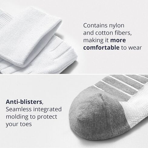 AKASO 2 Pairs Ultralight Running Socks, Crew Coolmax Cotton Athletic Sport Quarter Hiking & Running Socks for Men & Women(Grey L) in Kuwait