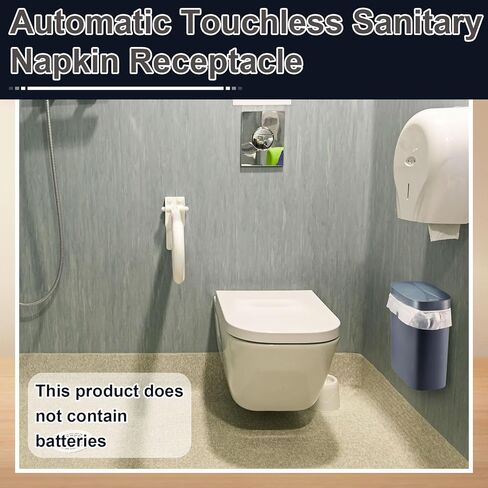 2 قطعة من المناديل الصحية الأوتوماتيكية بدون لمس، حامل سدادة مثبت على الحائط، صندوق قمامة، صندوق التخلص من السدادات، وعاء النظافة الأنثوية، للحمام، المنزل، المكتب، المراحيض العامة in Kuwait