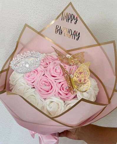 Wecoe Small Crown Tiara for Flower Bouquets Accessories Mini Crown Birthday Crown Cake Decorations Wedding Hair Accessories Ornaments Gifts in Kuwait