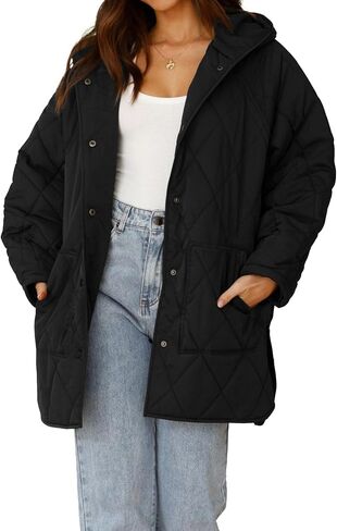 Long Jackets for Women Lightweight Warm Winter Coats for Women Diamond Quilted Hooded Puffer Jacket with Pockets in Saudi Arabia