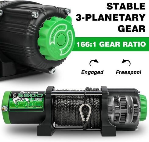 5500LB ATV/UTV Winch,12V Electric Winch,Winch with 1/4'' x 50' Synthetic Rope,with Wireless Remote and Wired Switch,with Hawse Fairlead&Hook,IP67 Waterproof,Suitable for Most ATVs and UTVs in Saudi Arabia