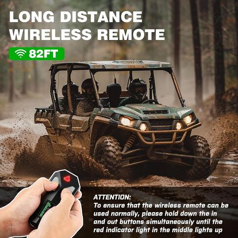 5500LB ATV/UTV Winch,12V Electric Winch,Winch with 1/4'' x 50' Synthetic Rope,with Wireless Remote and Wired Switch,with Hawse Fairlead&Hook,IP67 Waterproof,Suitable for Most ATVs and UTVs in Saudi Arabia