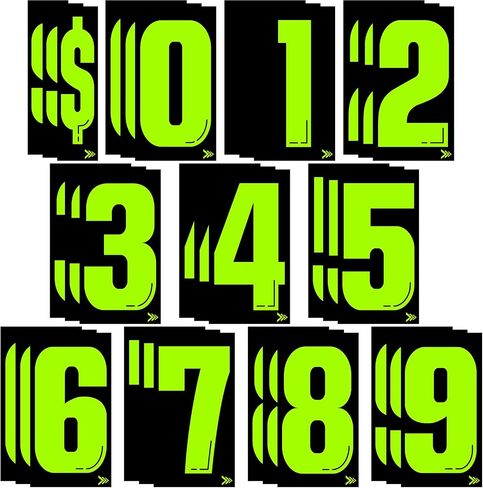 7 1/2 Vinyl Number Decals Large Chartreuse Windshield Pricing Stickers Car Dealership Supplies 0-9 Car Lot Pricing Numbers for Auto Vehicle Window (44 Pcs) in Saudi Arabia
