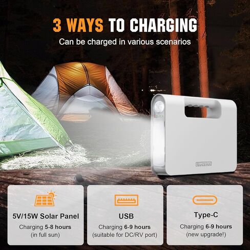 محطة طاقة محمولة ECO-WORTHY 84 وات في الساعة، مولد للطاقة الشمسية مع لوحة شمسية 18 وات، مصابيح يدوية، مصابيح تخييم مع بطارية، منافذ USB DC، للتخييم في الهواء الطلق، إمداد الطاقة في حالات الطوارئ المنزلية، الإعصار، الأسماك in Kuwait