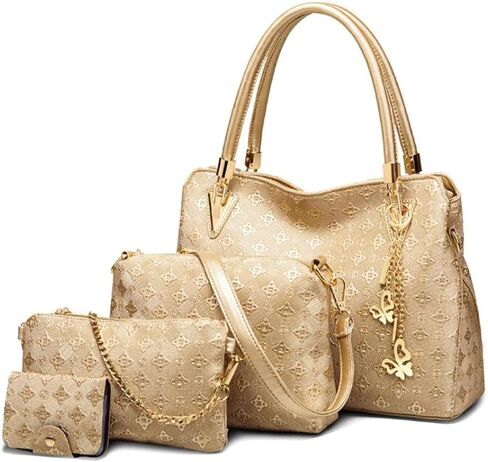 YAQUUNICER المرأة الاصطناعية بولي Leather حقيبة الجراب الجلدية حقيبة هوبو على ظهره 4 قطعة الكتف العلوي مقبض حقيبة يد كروس in Saudi Arabia