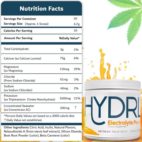 Electrolyte Hydration Powder for Keto (50 days Serving) - Mandarin Orange Electrolyte Drink Mix Hydration Powder - Low Carb - Carnivore - Potassium - Electrolyte Powder Recovery Drink - No Leg Cramps in Saudi Arabia
