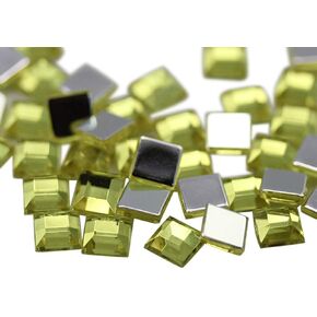 Allstarco 5mm Flat Back Square Acrylic Rhinestones Tiny Face Gems Body Jewels Card Making Embelishments - 300 Pieces (Assorted Colors)