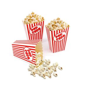 Zahaat 100 Mini Popcorn Boxes 5.5 Inches Tall Red and White Popcorn Bags Mini Pop Corn Buckets and Container for Movie Theater, Home, Carnival Party, Decorations