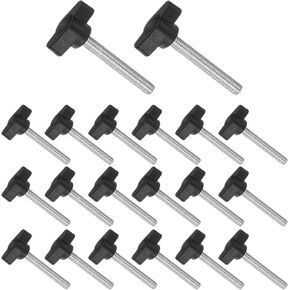 Tee Wing Knobs Thumb Screw, M6 x 50mm Male Thread, Plastic T Thumb Clamping Screw Threaded Stud Hand Knobs Grip, (Applications: for Machinery Lathes), 20-Pieces